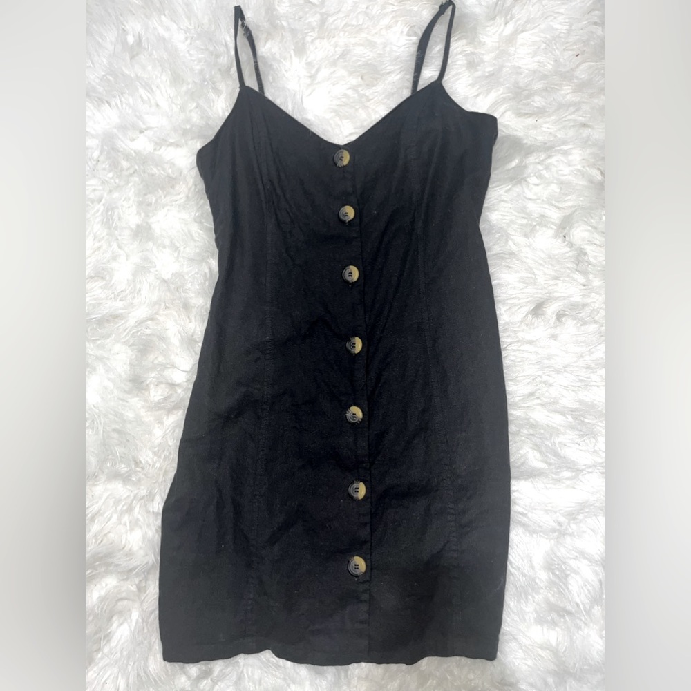 forever21 black button-down dress with crisscross back